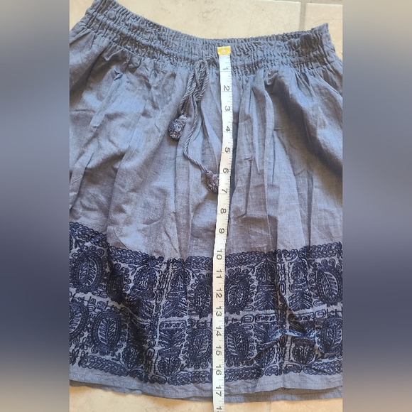 J. Crew Blue Chambray Boho A-Line Skirt Embroidered, Medium - Picture 4 of 5